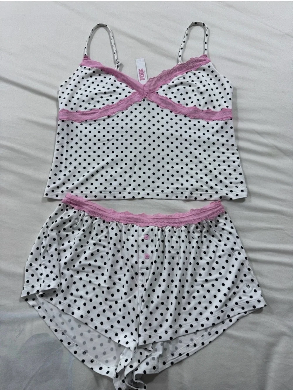 NWT Victoria's Secret PINK 24/7 Lounge Modal Lace-Trim Cami & Micro Shorts Set S